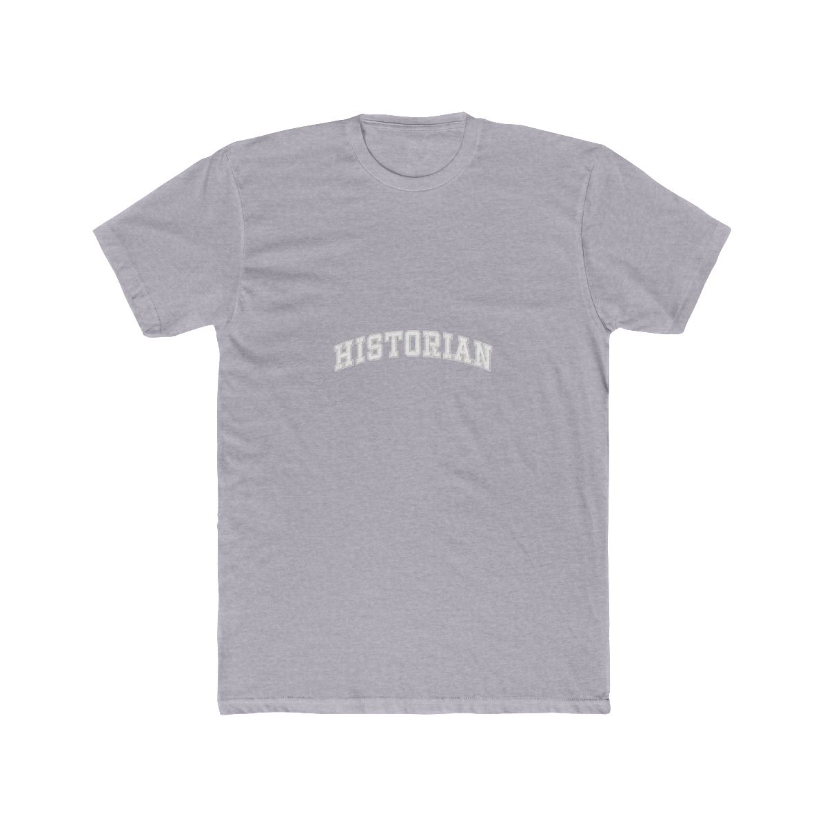 A crimson red T Shirt with the word "HISTORIAN" printed in white on the front. The shirt has a vintage, distressed look - alternate angle 4, merchandise