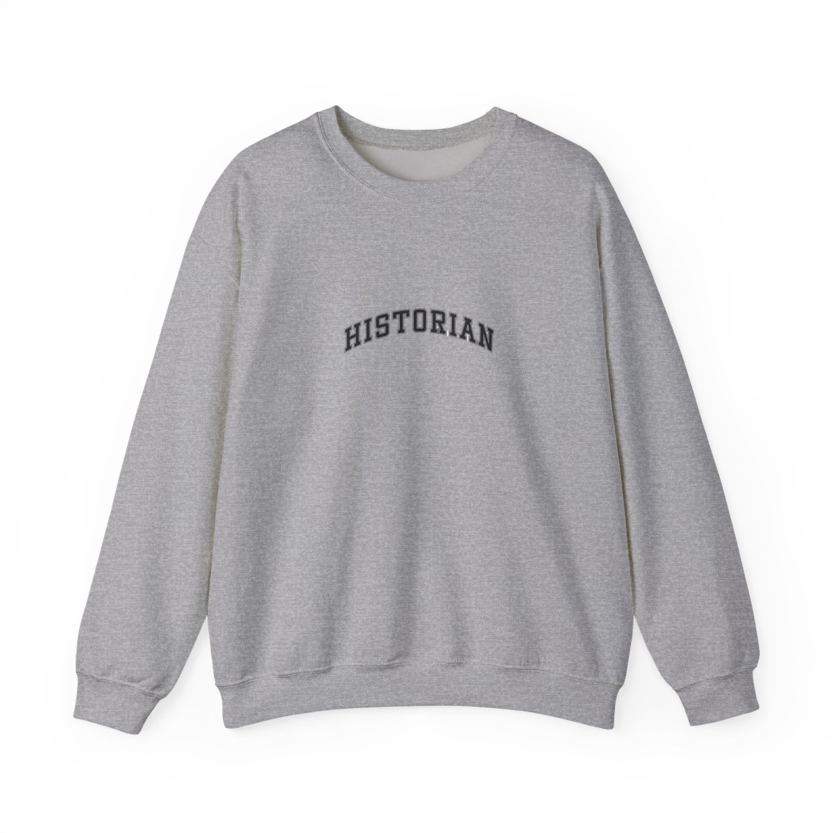 Light blue Hoodies with the word "HISTORIAN" printed in a black varsity-style font