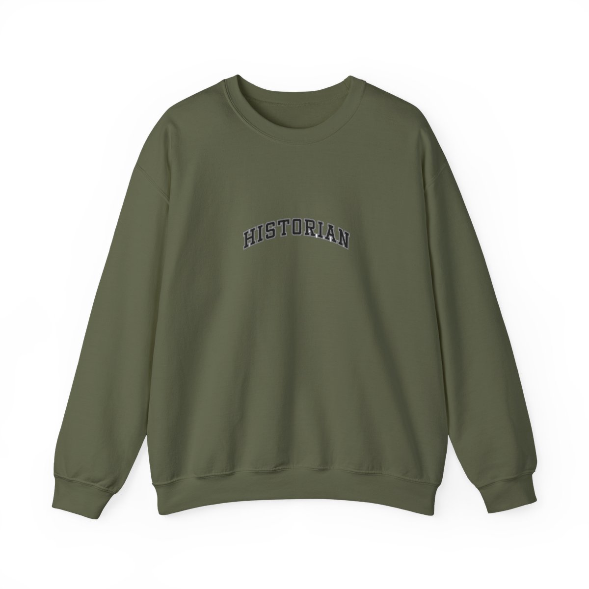 Light blue Hoodies with the word "HISTORIAN" printed in a black varsity-style font - alternate angle 2, merchandise