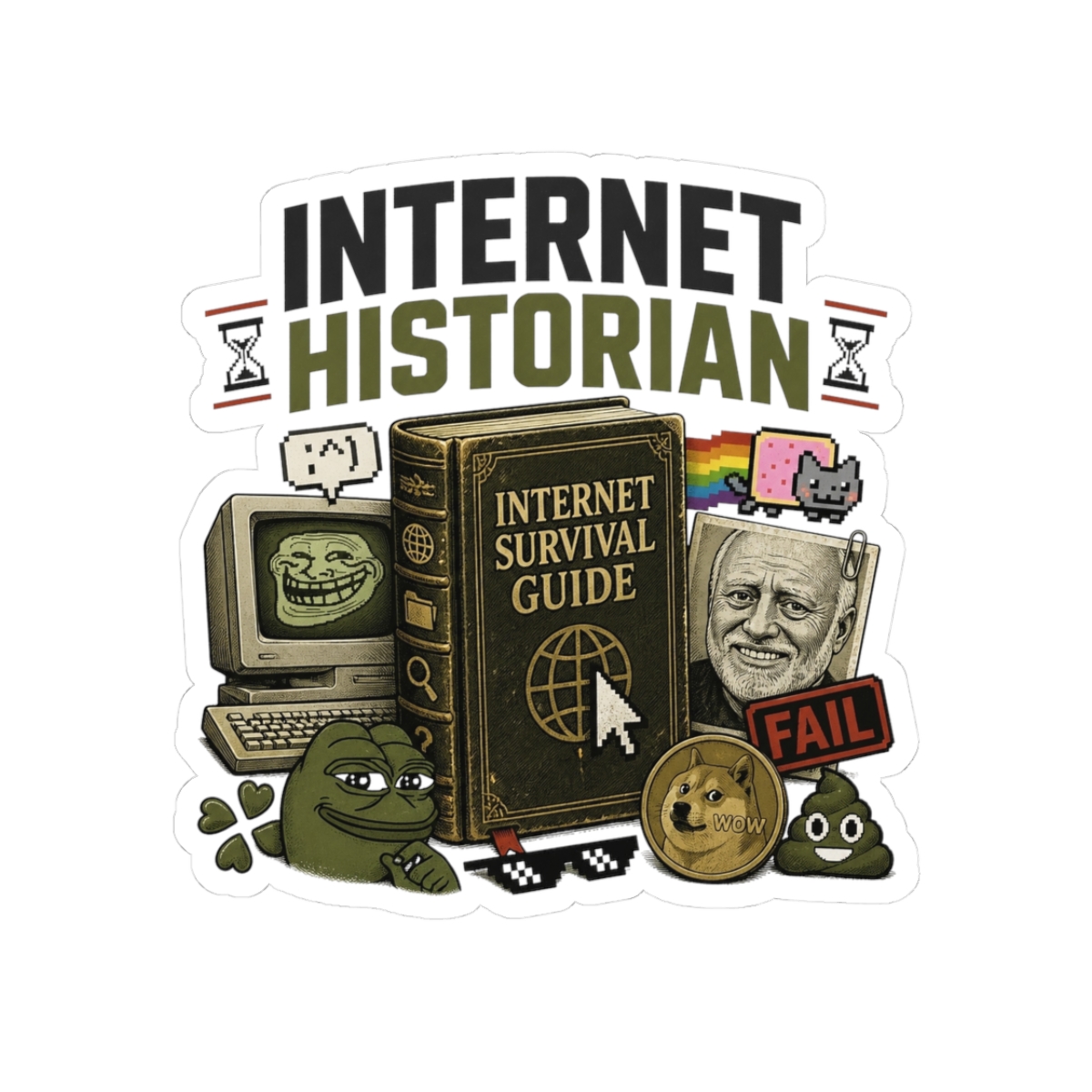 Internet Historian "Internet Survival Guide" Sticker - alternate angle 1, merchandise