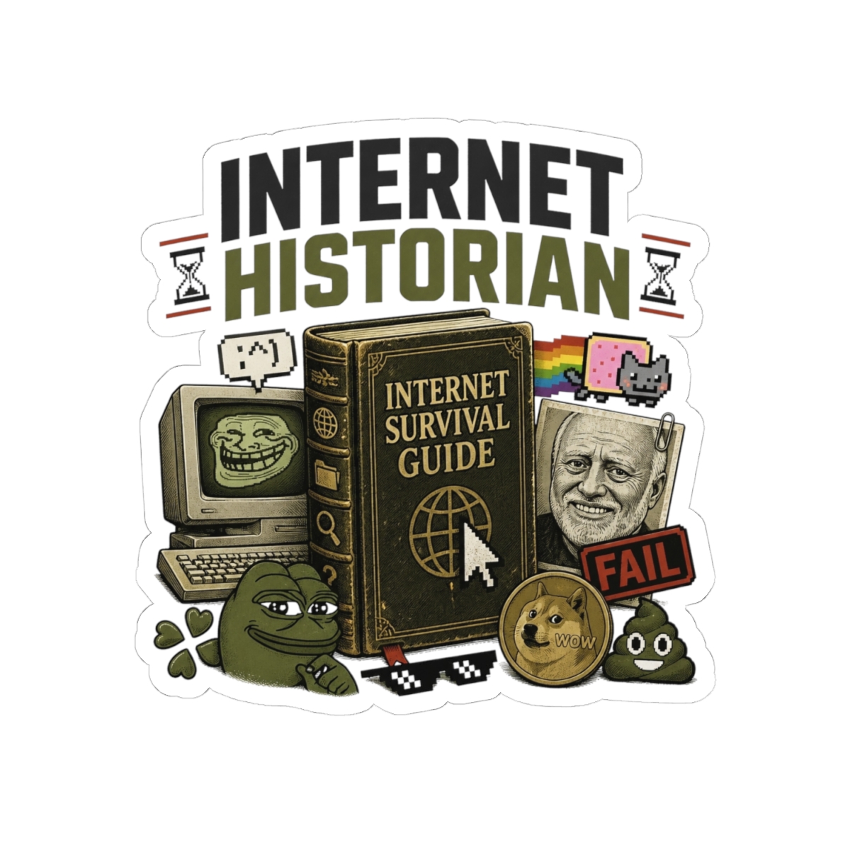 Internet Historian "Internet Survival Guide" Sticker - alternate angle 2, merchandise